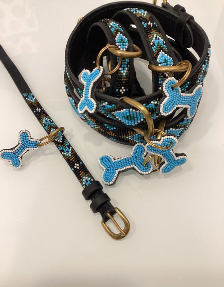 Massai-Hundehalsband Ombima Turquoise