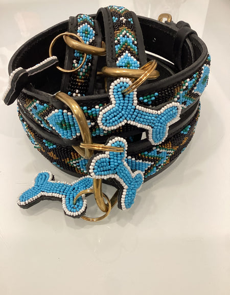 Massai-Hundehalsband Ombima Turquoise