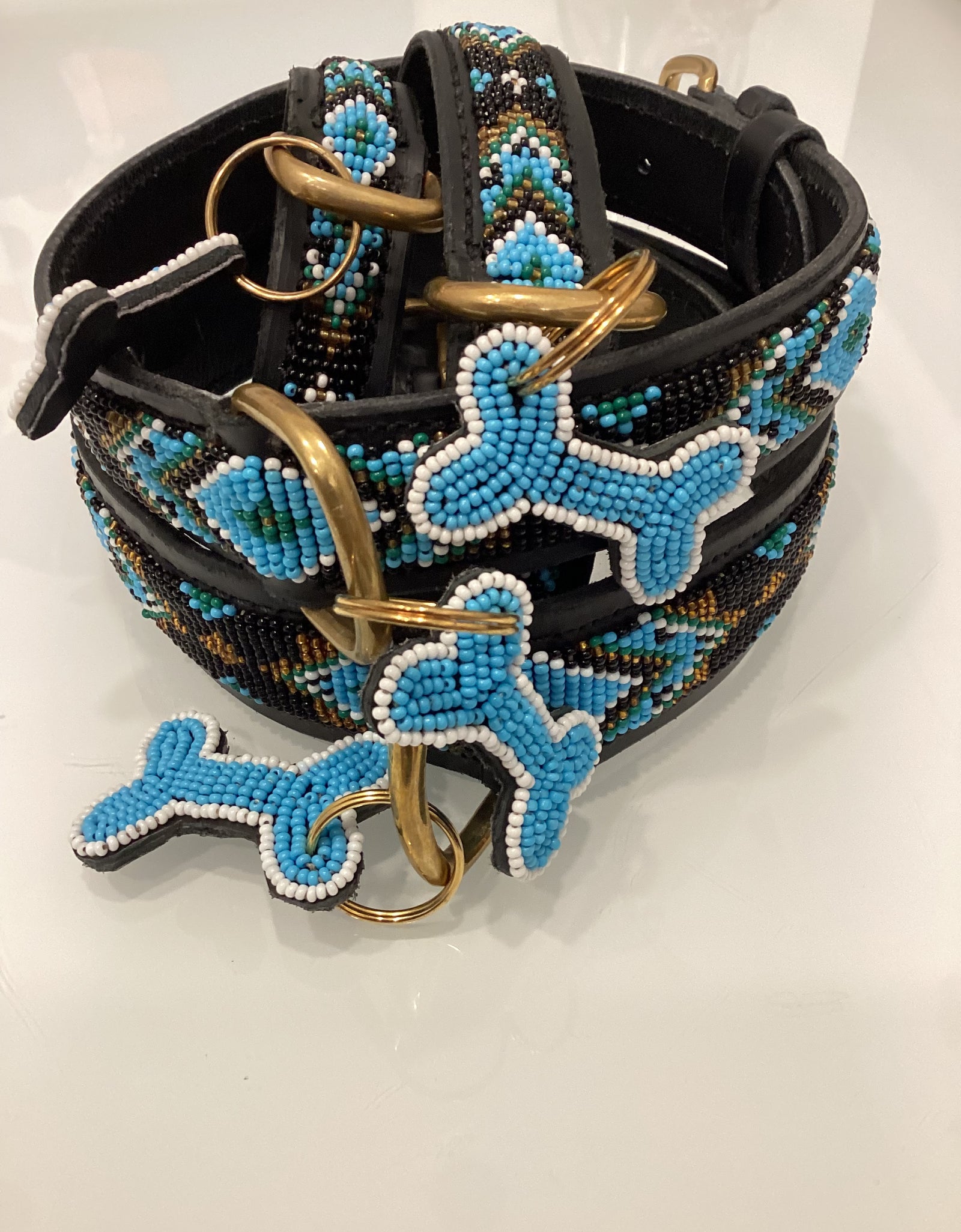 Massai-Hundehalsband Ombima Turquoise