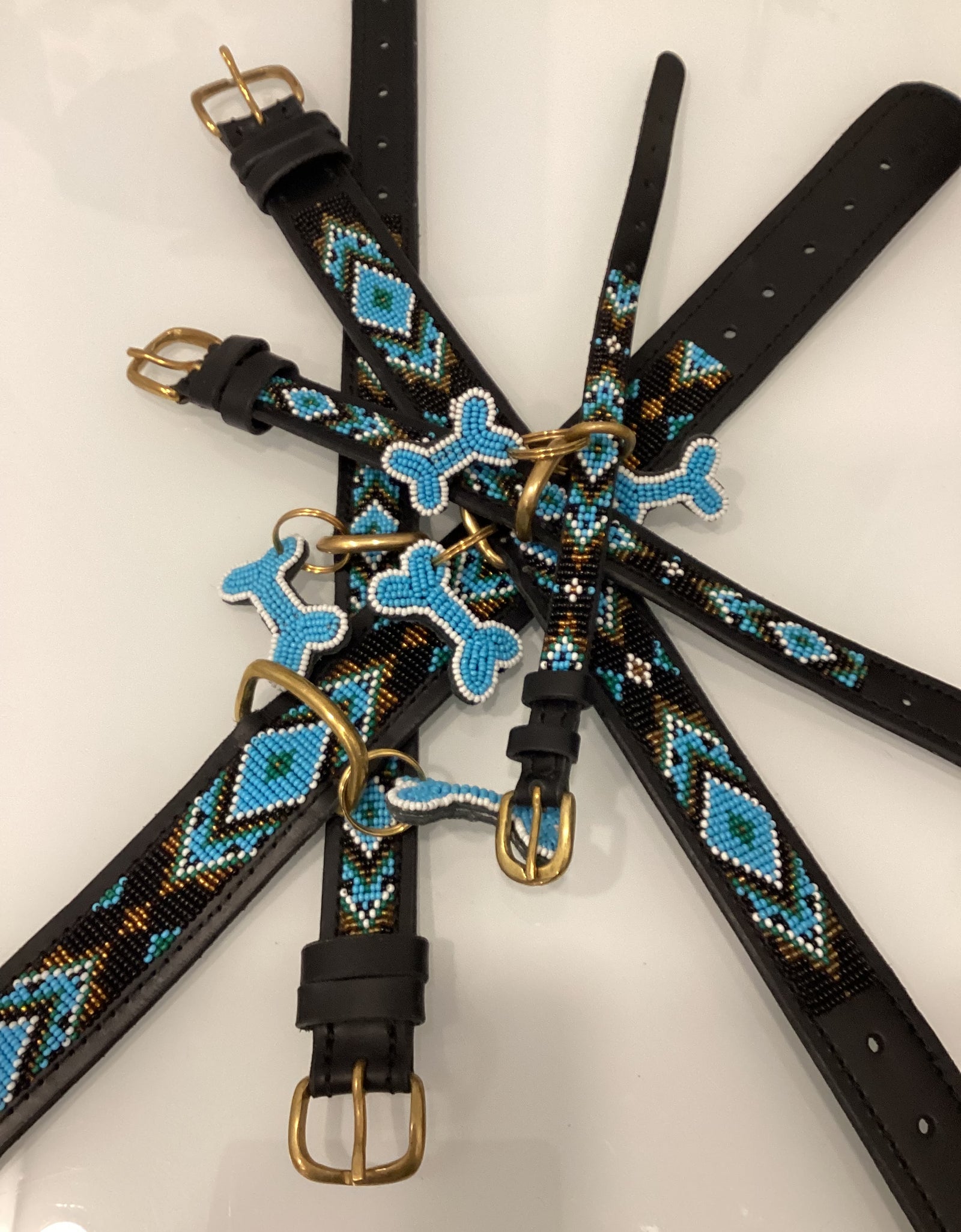 Massai-Hundehalsband Ombima Turquoise