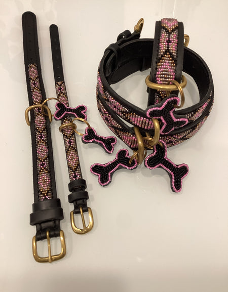 Massai-Hundehalsband Ombima Pink