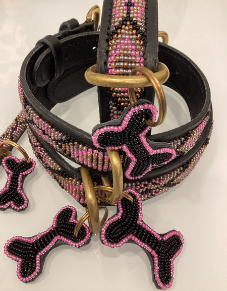 Massai-Hundehalsband Ombima Pink