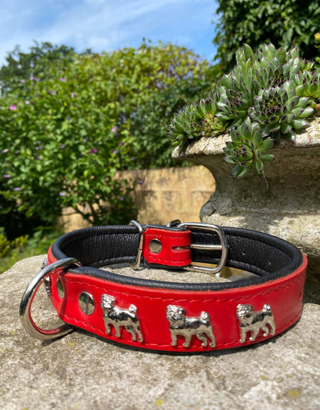 Hundehalsband Mops Rot