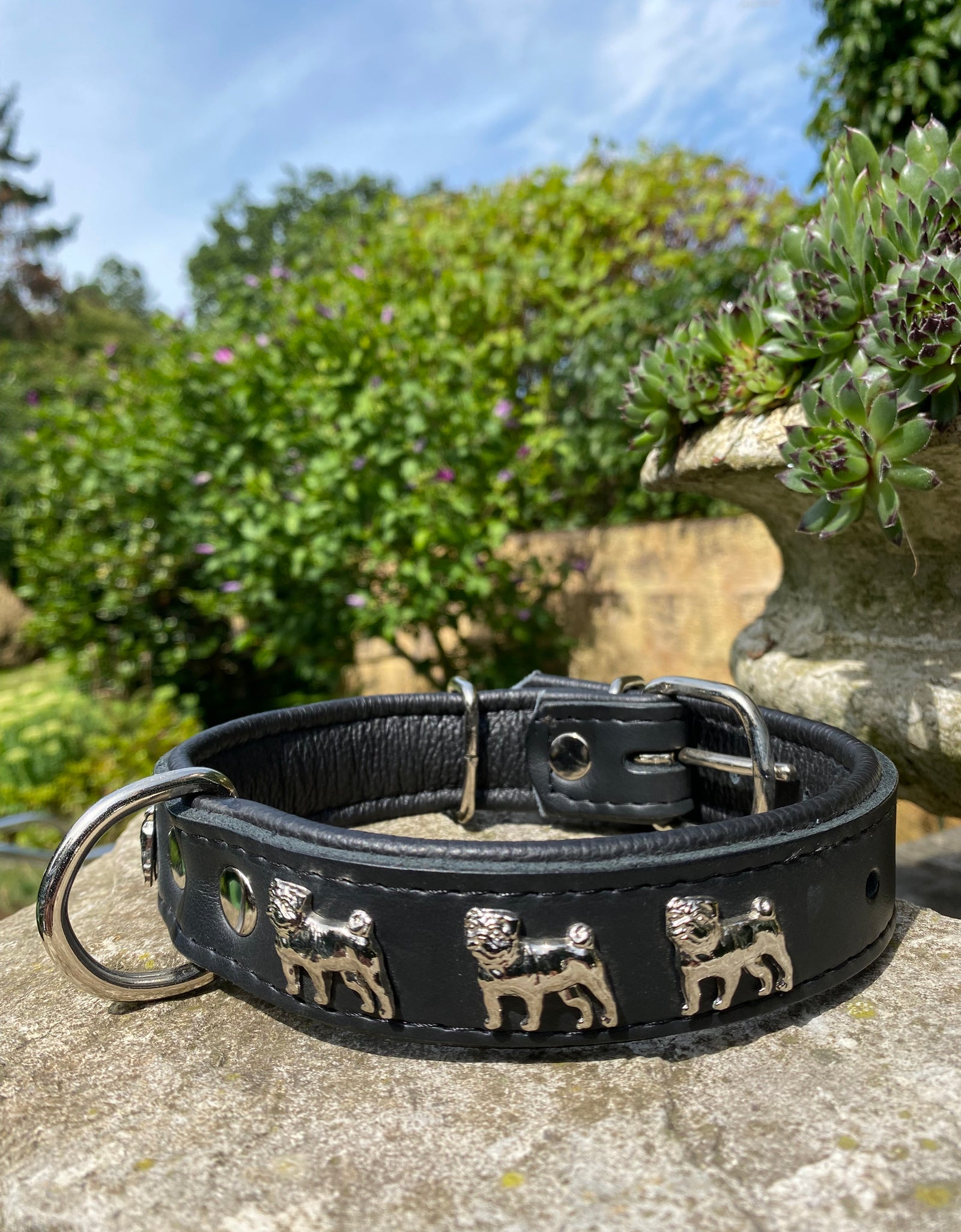 Hundehalsband Mops Schwarz