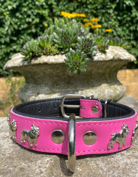 Hundehalsband französische Bulldogge Pink