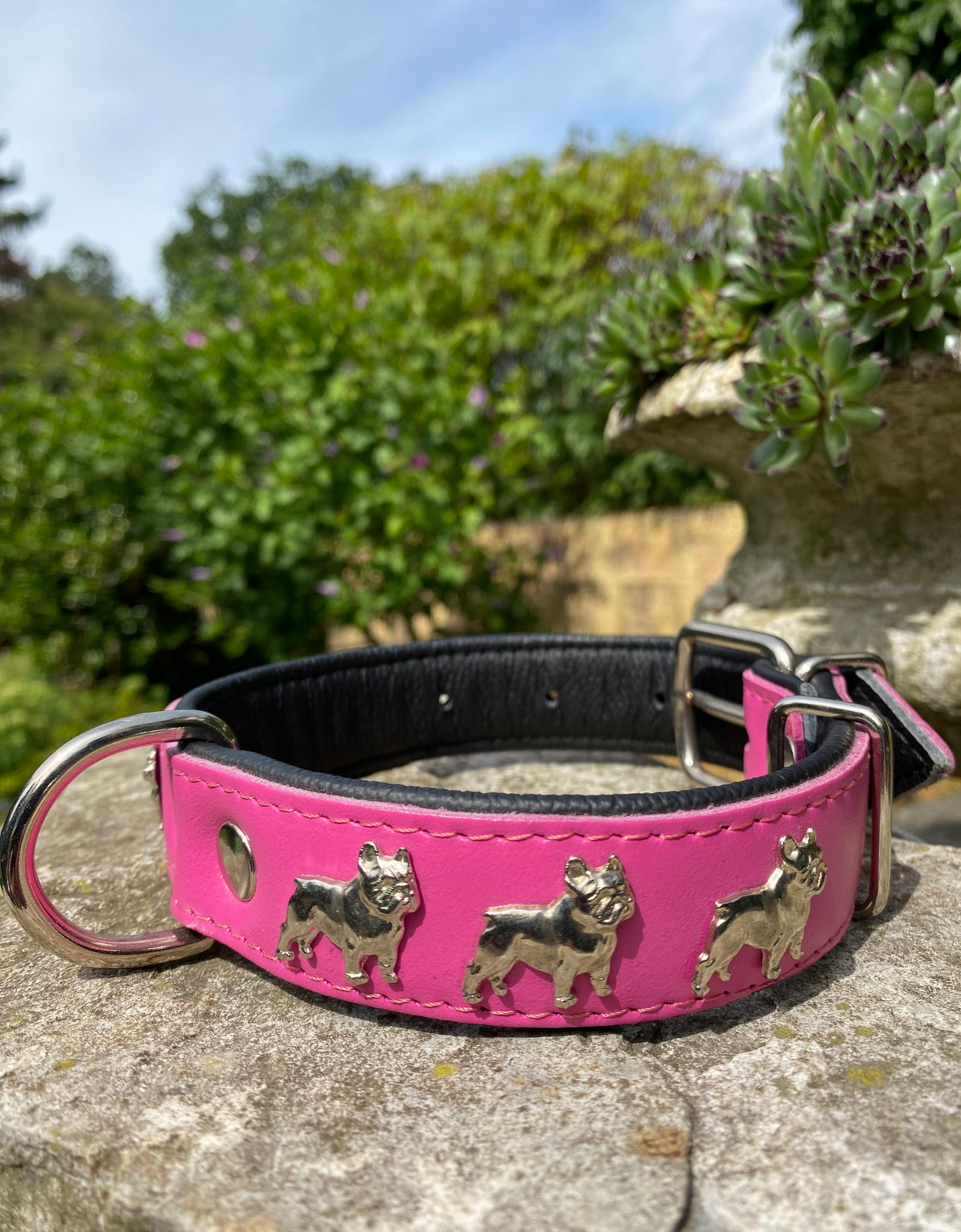 Hundehalsband französische Bulldogge Pink