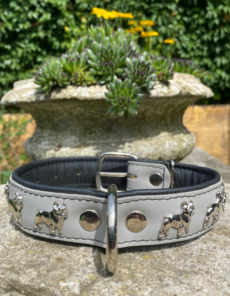 Hundehalsband französische Bulldogge Grau