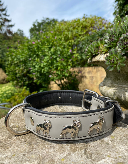 Hundehalsband französische Bulldogge Grau