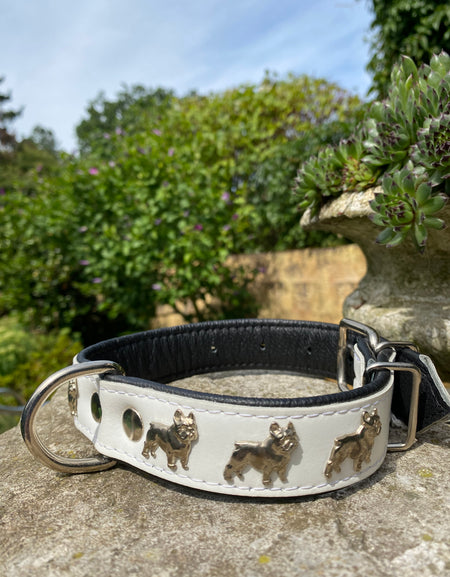 Hundehalsband französische Bulldogge Weiß