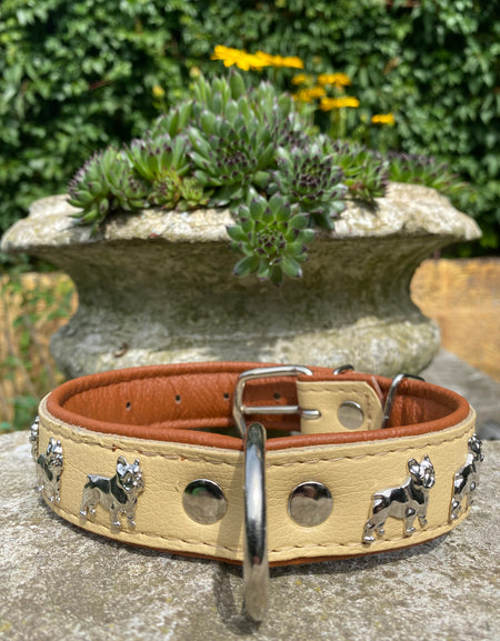 Hundehalsband französische Bulldogge Beige