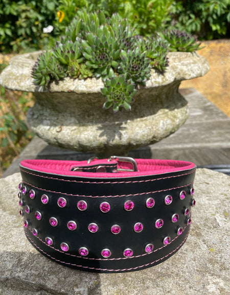 Windhundhalsband Kristall Pink