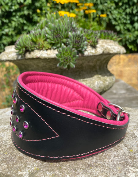 Windhundhalsband Kristall Pink