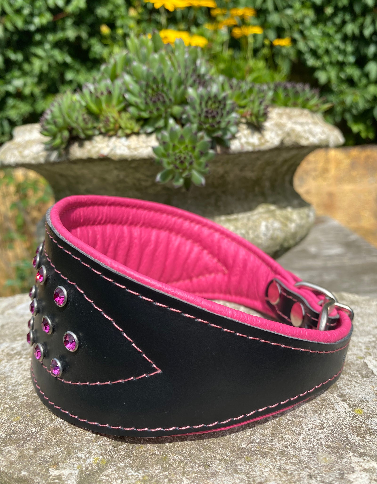 Windhundhalsband Kristall Pink