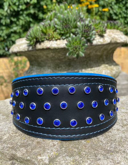 Windhundhalsband Kristall Blau